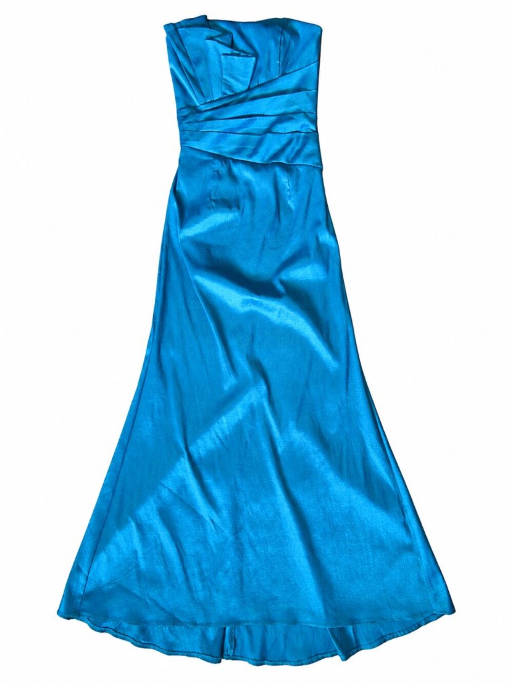 Vintage Jessica McClintock Strapless Metallic Peacock Teal Gown | 2